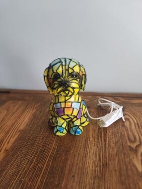 USB Dog Puppy lamp stained glass look New